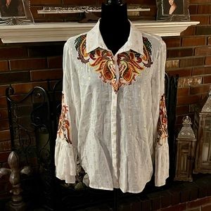 Soft Surroundings embroidered blouse.